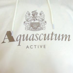 Aquascutum Active Big Logo Hoodie Old White