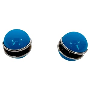 Alaïa Sphere Enamel Earrings in Light Blue Brass