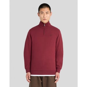 Lyle and Scott Ml2258tont superfine quarter zip burgundy sweater