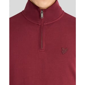 Lyle and Scott Ml2258tont superfine quarter zip burgundy sweater