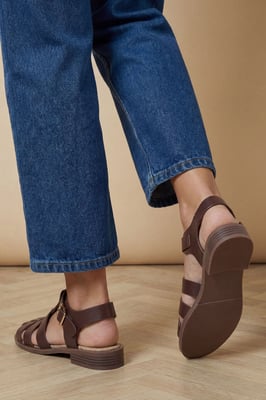 Cassiopeia Faux Leather Closed Toe Fisherman Flat Shoes