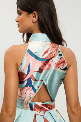 Petite Lilly Print Twill Collared Maxi Dress