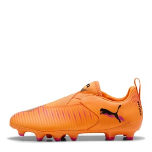 Boys Puma 8 Match Laceless Firm Ground Football Boots in Orange/Black