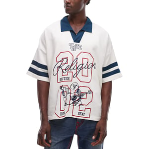 True Religion Mens Polo Shirts Oversized Contrast Collar Short Sleeve Sports Top