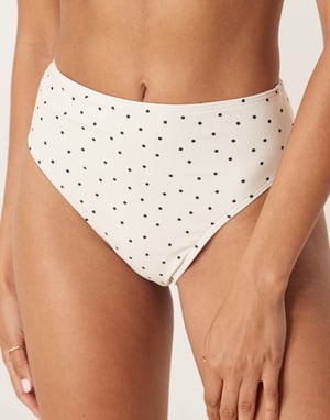 Peek & Beau mini polka dot high waist bikini bottom in cream and black