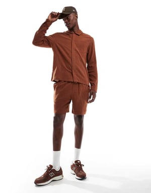 Another Influence gauze relaxed fit short co-ord in terracotta
