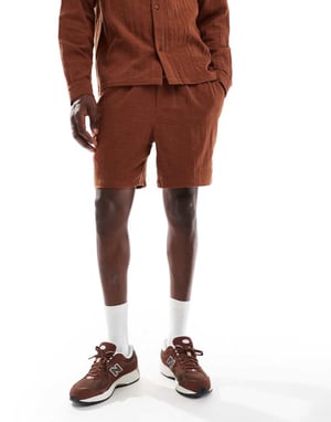 Another Influence gauze relaxed fit short co-ord in terracotta