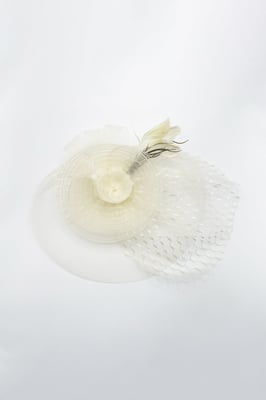 Floral Fascinator with Veil Detail in Cream