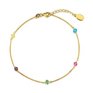Gold Plated Sterling Silver Multi Bead Curb Chain Anklet