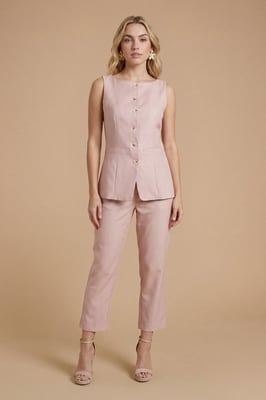 Boat Neck Button Front Waistcoat