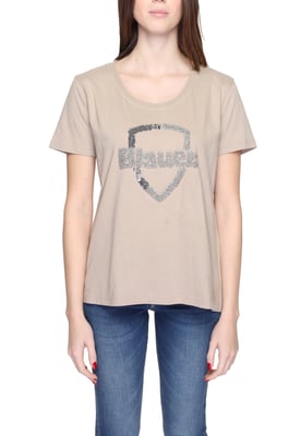 T-shirt met Pailletten Detail en Ronde Hals