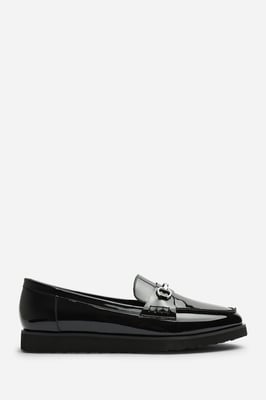 Wheres That From Womens 'Ivexa' Extra Wide Fit Flat Loafers with Silver Buckle Detail
