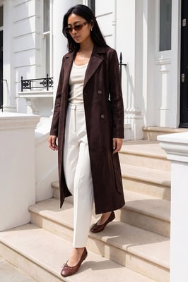 Petite Faux Suede Trench Coat