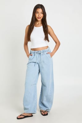 Elasticated Waistband Barrel Jean
