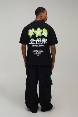 Black Oversized Heat Sense Floral Print T-Shirt