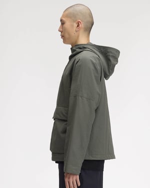 Regular Fit Long Sleeve Logo Detail Parka in Olive