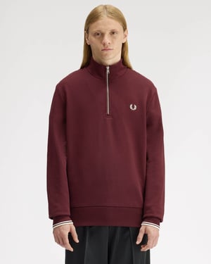 Regular Fit Long Sleeve Logo Detail Sweatshirt in Wine