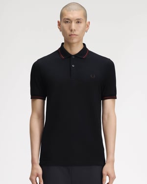 Regular Fit Short Sleeve Logo Detail Polo Shirt in Black