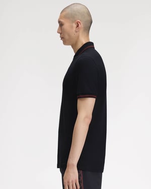 Regular Fit Short Sleeve Logo Detail Polo Shirt in Black