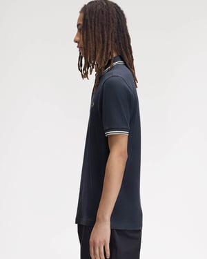 Regular Fit Short Sleeve Logo Detail Polo Shirt in Navy