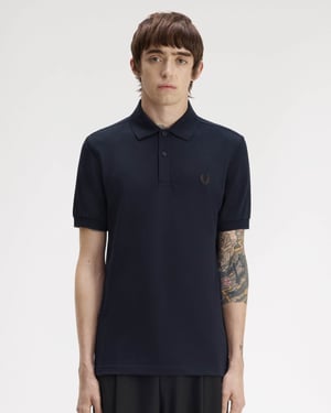 Short Sleeve Straight Hem Polo Shirt in Navy