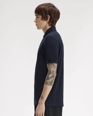 Short Sleeve Straight Hem Polo Shirt in Navy