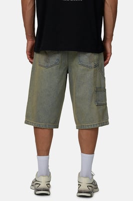 Blue Baggy Washed Denim Carpenter Shorts