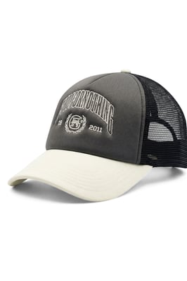 Grey Washed Effect Mesh Trucker Cap