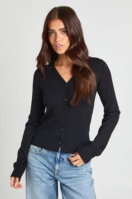 Rib Knit Cinched Hem Cardigan