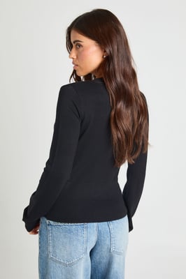 Rib Knit Cinched Hem Cardigan