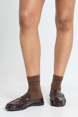 Patent Croc Ruched Backless Loafers