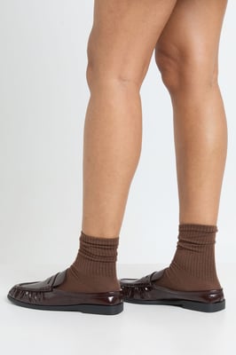Patent Croc Ruched Backless Loafers