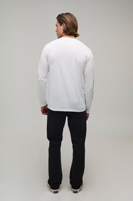 White Regular Western Print Long Sleeve T-Shirt