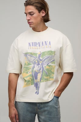 Oversized Boxy Nirvana License Print T-Shirt