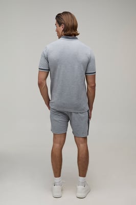 Slim Fit Pique Interlock Stripe Polo and Shorts Set