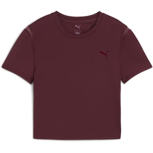 Women's Puma Shape Baby Tee Short Sleeve Performance Gym Top in Ruby Shimmer
