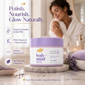 Dove Body + Mind Smoothing Body Scrub, French Lavender & Oat Milk, 295ml, 6 Pack