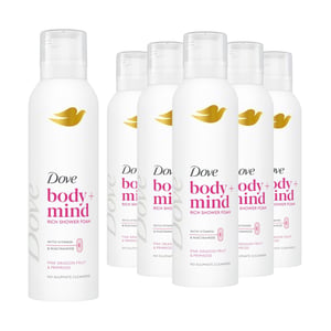 Dove Body + Mind Rich Shower Foam, Dragon Fruit & Primrose, 200ml, 6 Pack