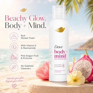 Dove Body + Mind Rich Shower Foam, Dragon Fruit & Primrose, 200ml, 6 Pack