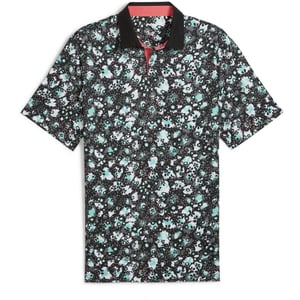 Men's Puma Cloudspun Abstract Camo Polo Shirt in Black