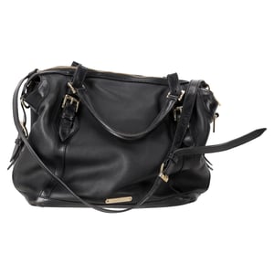 Burberry Medium Ellers Perforated Tote Bag in Black Leather