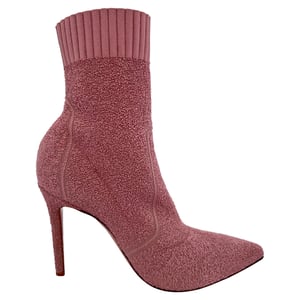 Gianvito Rossi Boucle Knit Fiona Ankle Booties in Pink Synthetic