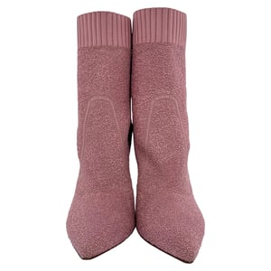 Gianvito Rossi Boucle Knit Fiona Ankle Booties in Pink Synthetic