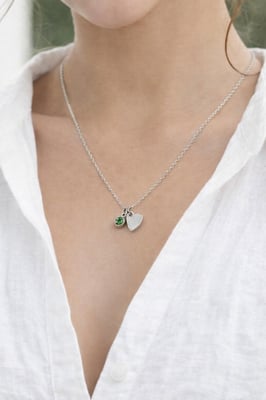 Mini Heart & August Birthstone Necklace in Silver - Gift Boxed