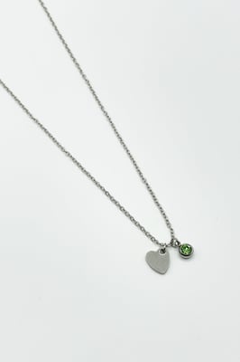 Mini Heart & August Birthstone Necklace in Silver - Gift Boxed