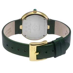 GV2 Arezzo Women's Diamond Watch,IPYG Case, Malachite Dial, Genuine Italian Handmade Green Leather Strap