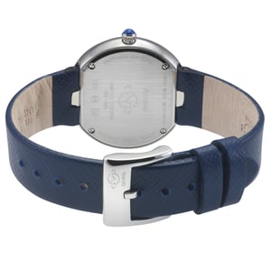 GV2 Arezzo Women's Diamond Watch,SS Case, Blue Dial, Genuine Italian Handmade Blue Leather Strap