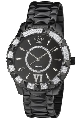 GV2 Venice Womens Black Dial IP Black Stainless Steel Watch..