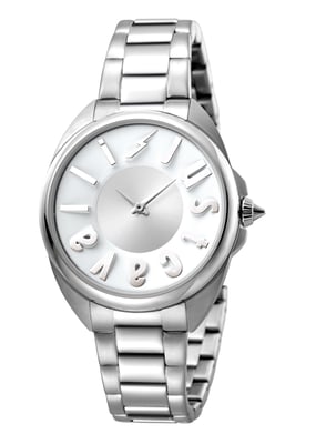 Just Cavalli Women's Logo Silver Dial Stainless Steel Watch