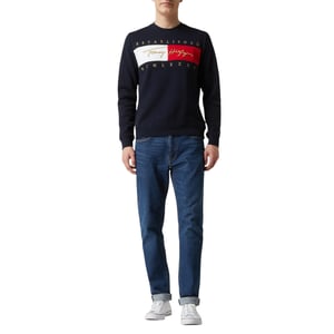 TOMMY HILFIGER Mens Sweatshirts Signature Flag Fleece Pullover Crew Neck Jumper